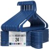 NEATERIZE Ultra Heavy Duty Plastic Clothes Hangers - Navy - Durable Coat, Suit and Clothes Hanger. Perchas De Ropa (24 Pack - Navy)
