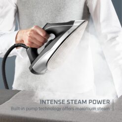 Rowenta Iron Steamer for Clothes, Professional Steam Iron For Clothes with Stainless Steel Soleplate 57 oz, 1750 watts, Black Green