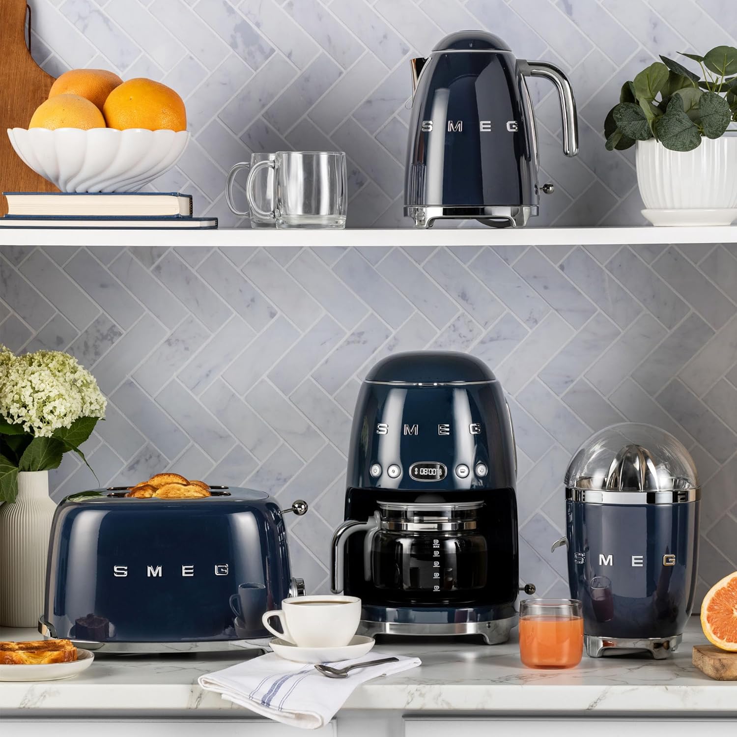 SMEG 50's Retro Style 2 Slice Toaster, Navy