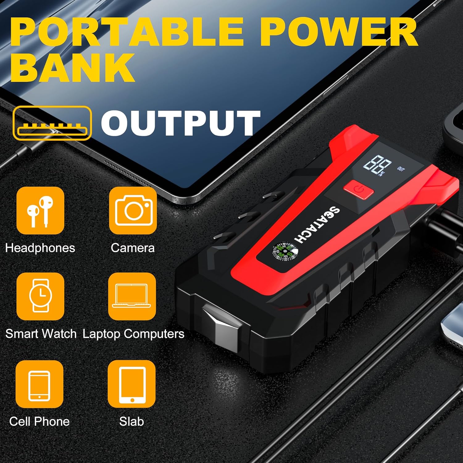 Scatach 011 3000A Car Battery Jump Starter,12V Jump Starter Battery Pack (up to 9.0L Gasoline and 7.0L Diesel Engine)