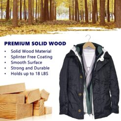 Amber Home 30 Pack Wooden Coat Hangers, Natural Wood Suit Hangers with Non Slip Pant Bar (Natural, 30)