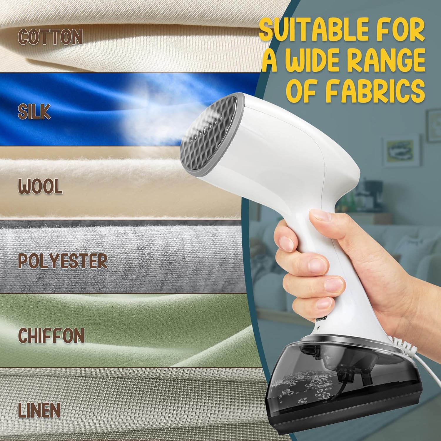 Rolipo Handheld Steamer for Clothes 1200W, Clothes Steamer with Large 360ml Water Tank, White