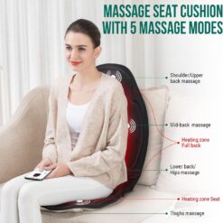 Snailax Vibration Back Massager with Heat, Massage Seat Cushion with 6 Vibrating Motors and 2 Heat Levels