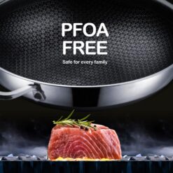 DOTCLAD Wok pan, Hybrid 12 inch Wok with Lid, PFOA Free Cookware