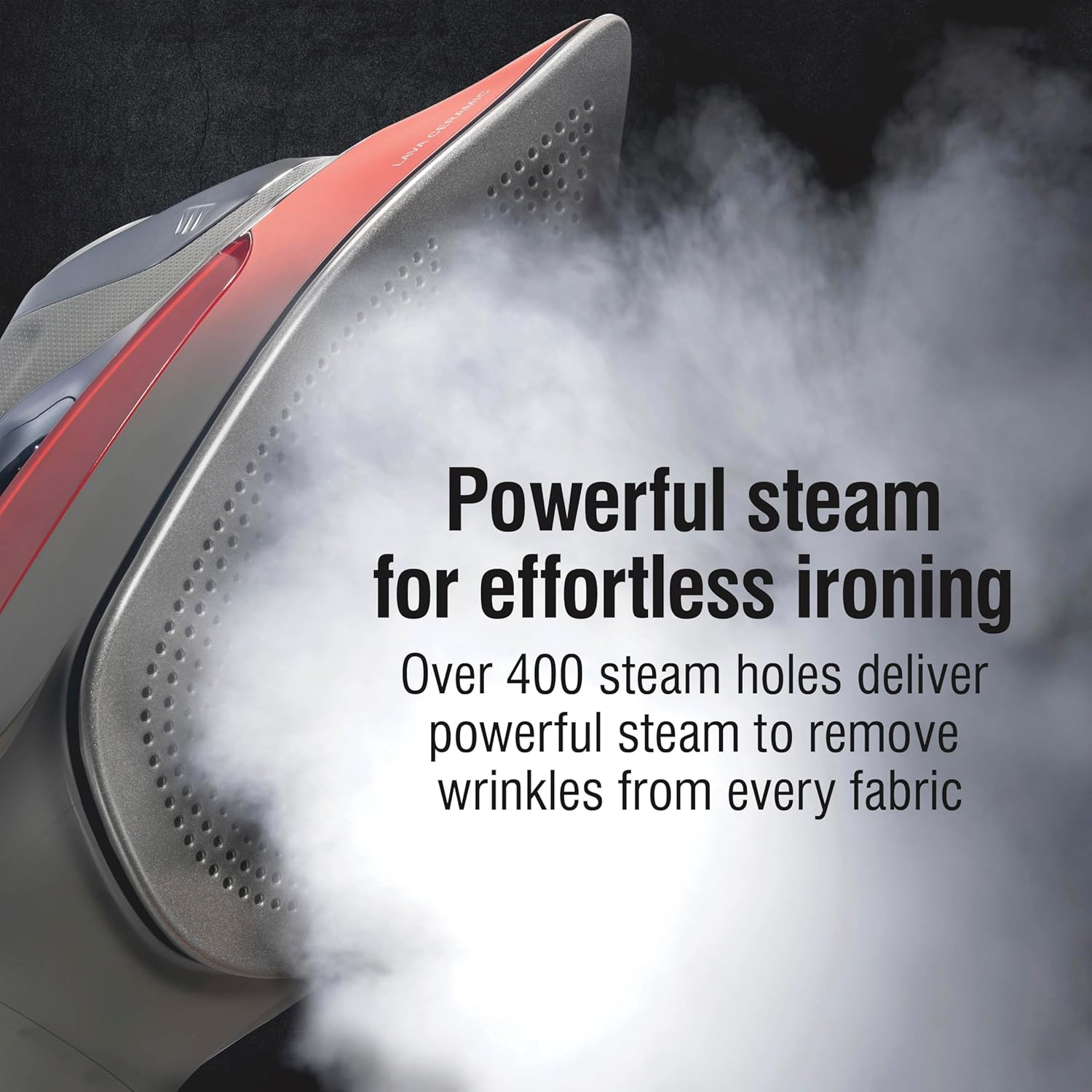 CHI Steam Iron for Clothes with 8’ Retractable Cord, 1700 Watts, 3-Way Auto Shutoff, 400+ Holes, Professional Grade, Black (13113)