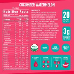 Roar Organic Electrolyte Infusions - USDA Organic - Cucumber Watermelon, Coconut Water Infused Beverage 18 Fl Oz (Pack of 12)