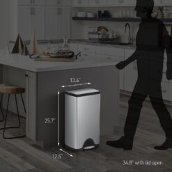 simplehuman 30 Liter, 7.9 Gallon Rectangular Step Trash Can, Brushed Stainless Steel