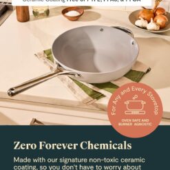 Caraway Non-Stick Stir Fry Pan - 12” Wok-Inspired Pan - Free From Forever Chemicals - High-Sloped Walls - Stainless Steel Handles - Navy
