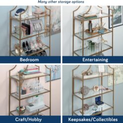 Sauder International Lux Bookcase/ book shelf, Satin Gold finish