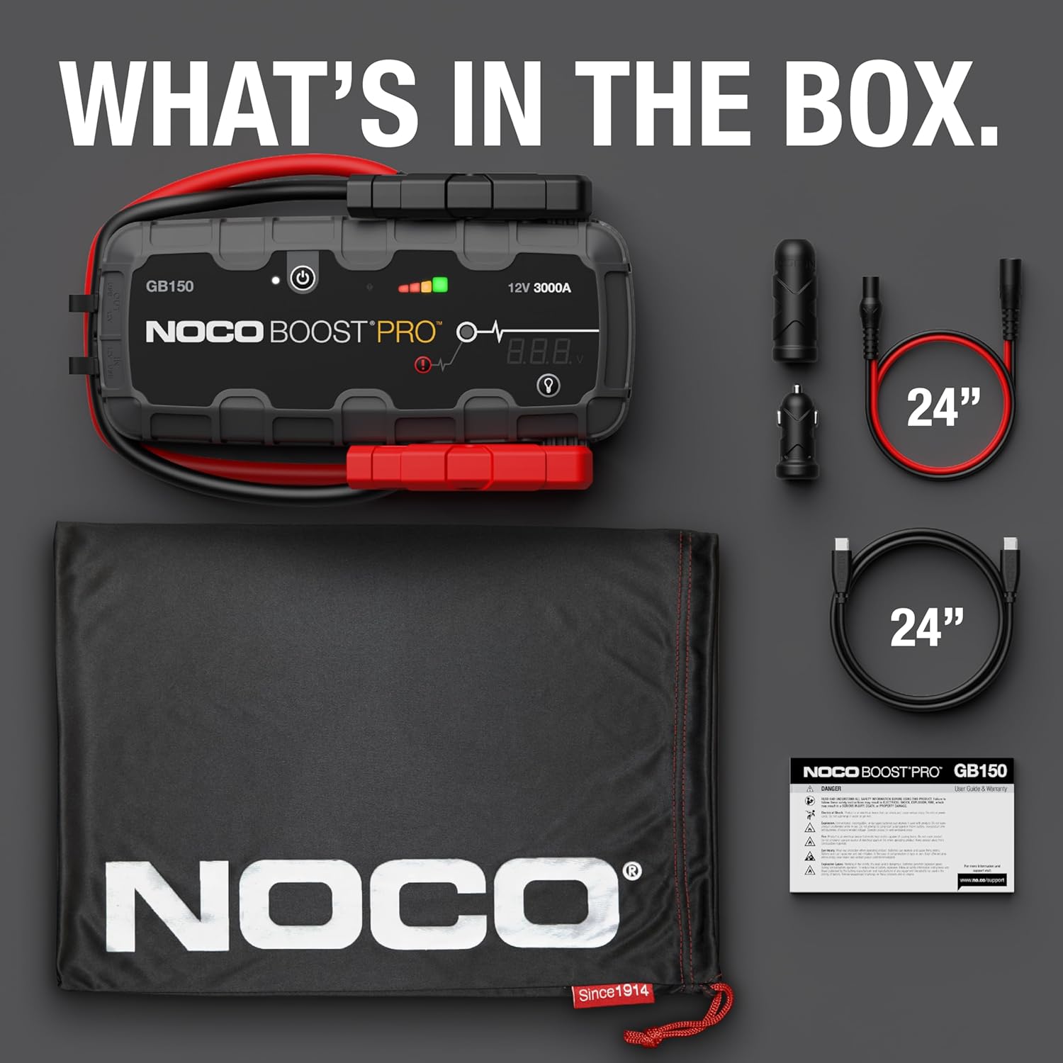 NOCO Boost Pro GB150 3000A UltraSafe Car Battery Jump Starter, 12V Battery Pack for 9.0L Gasoline and 7.0L Diesel Engines