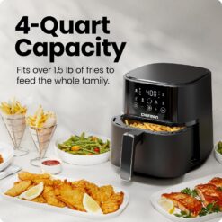 Chefman Air Fryer – 4 QT Compact Airfryer for Quick & Easy Meals in Minutes, Features Hi-Fry Technology - Black