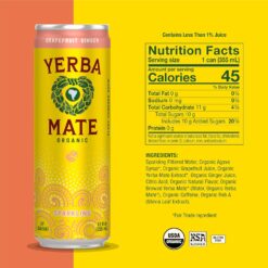 Guayakí Yerba Mate, Organic Sparkling Energy Drink Alternative, Grapefruit Ginger, 15.5 Oz (Pack of 12) (Packaging May Vary)