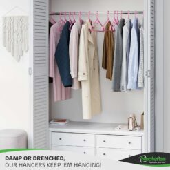 NEATERIZE Ultra Heavy Duty Plastic Clothes Hangers - Pink - Durable Coat, Suit and Clothes Hanger. Perchas De Ropa (24 Pack - Pink)
