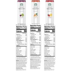 Starbucks Refreshers, 3 Flavor Variety Pack (Peach,Cherry, Stw Lmd), 12 Ounce Sleek Cans (Pack of 12)