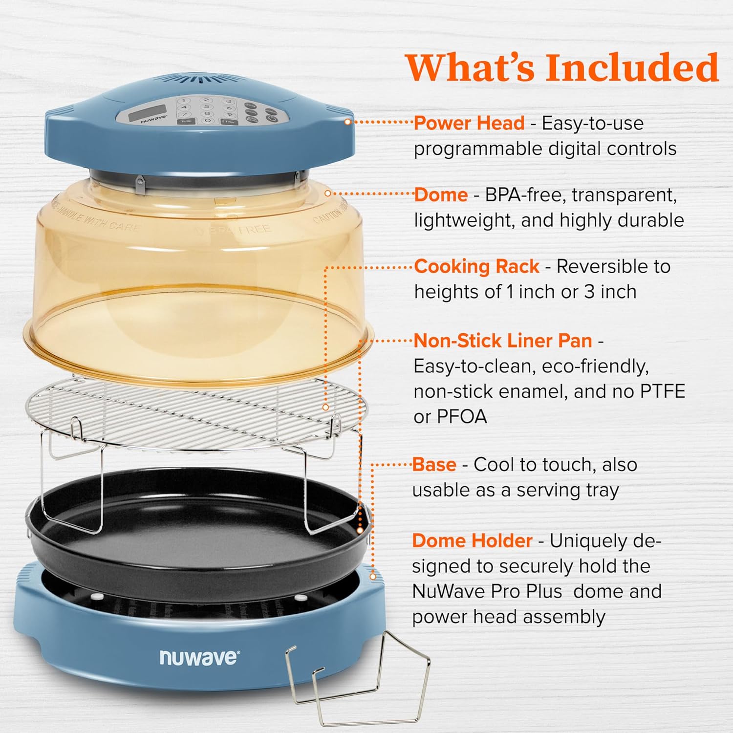 Nuwave Pro Plus 2 Infra-Red Oven, Countertop, Convection, Cook Fresh or Frozen, Tough Power Dome, Cozy Blue