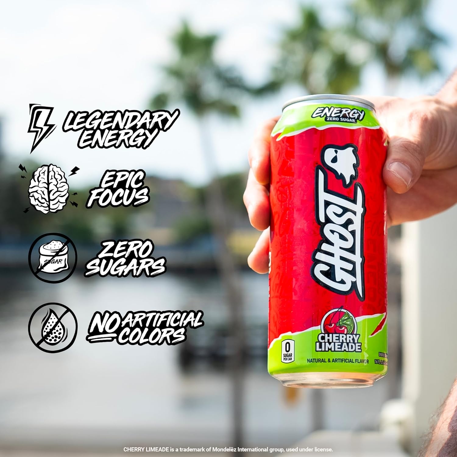 GHOST Energy Drink - 12 Pack, Cherry Limeade, 16oz - Energy & Focus & No Artificial Colors