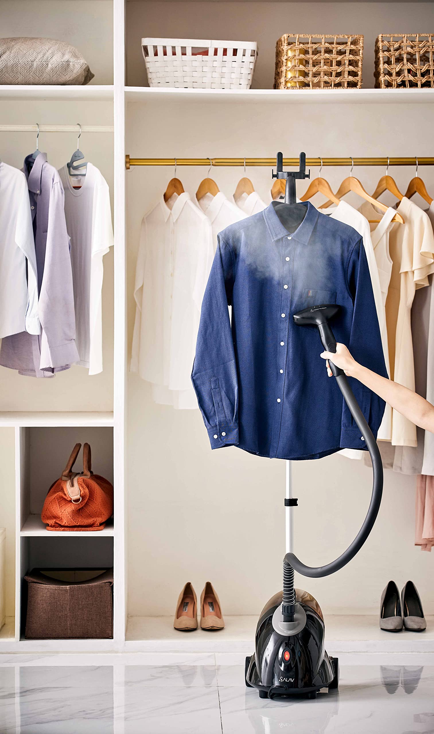 SALAV GS18-DJ Standing Garment Steamer with Roll Wheels for Easy Movement, 1500 watts