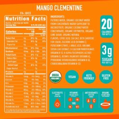 Roar Organic Electrolyte Infusions - USDA Organic - Mango Clementine, Coconut Water Infused Beverage 18 Fl Oz (Pack of 12)