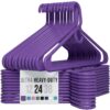 NEATERIZE Ultra Heavy Duty Plastic Clothes Hangers - Purple - Durable Coat, Suit and Clothes Hanger. Perchas De Ropa (24 Pack - Purple)