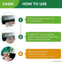 FoodSaver 2-in-1 Automatic Vacuum Sealing System with Starter Kit, V4440, Black Finish