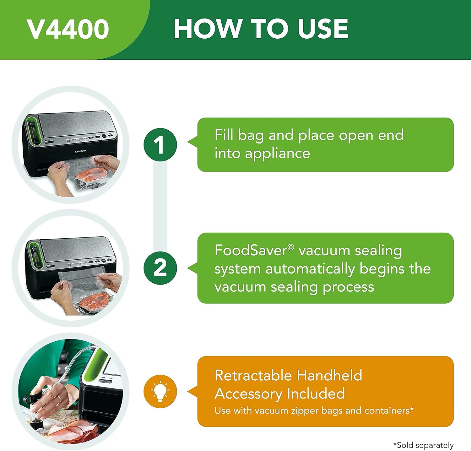 FoodSaver 2-in-1 Automatic Vacuum Sealing System with Starter Kit, V4440, Black Finish
