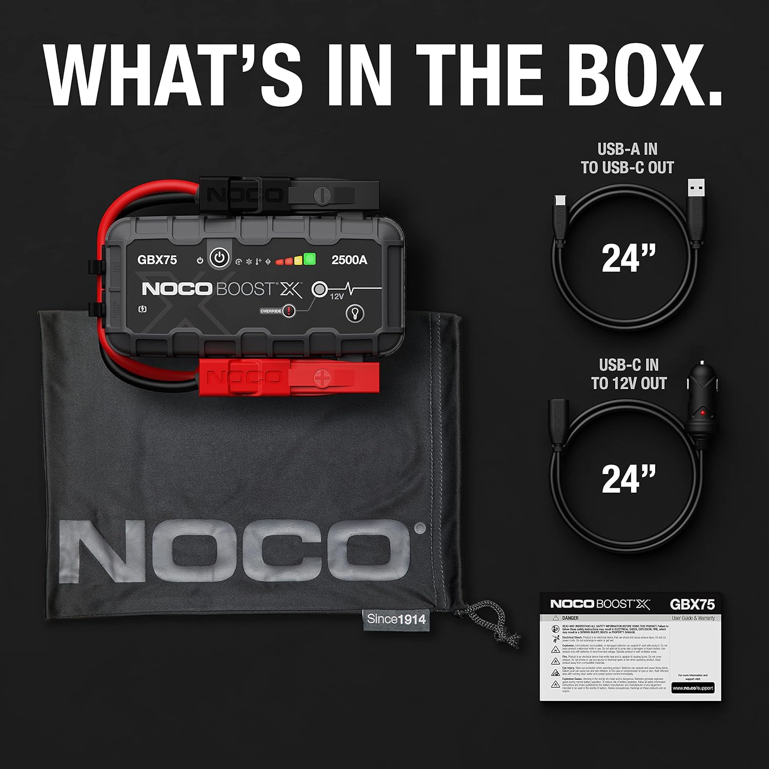 NOCO Boost X GBX75 2500A 12V UltraSafe Portable Lithium Jump Starter for up to 8.5-Liter Gas and 6.5-Liter Diesel Engines