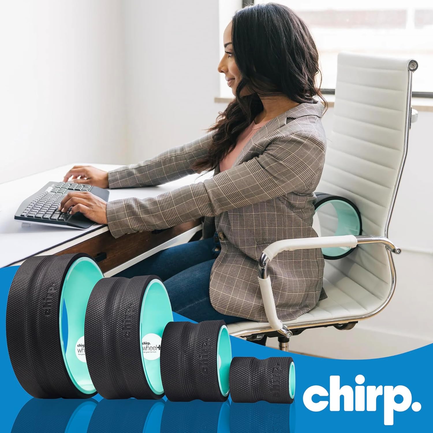 Chirp Wheel Foam Roller - Targeted Back Foam Roller for Neck & Back Pain Relief, Deep Tissue Muscle Massage
