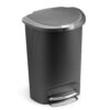 simplehuman 50 Liter, 13 Gallon Semi-Round Kitchen Step Trash Can with Secure Slide Lock, Grey Plastic