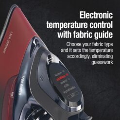 CHI Steam Iron for Clothes with 8’ Retractable Cord, 1700 Watts, 3-Way Auto Shutoff, 400+ Holes, Professional Grade, Black (13113)