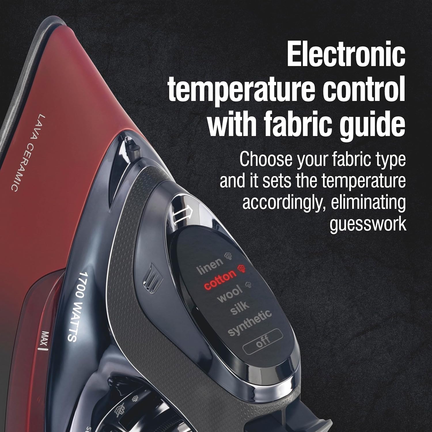 CHI Steam Iron for Clothes with 8’ Retractable Cord, 1700 Watts, 3-Way Auto Shutoff, 400+ Holes, Professional Grade, Black (13113)