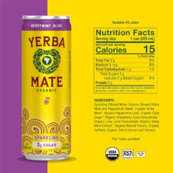 Guayakí Yerba Mate, Organic Sparkling Energy Drink Alternative, Berrymint Bliss, 15.5 Oz (Pack of 12) (Packaging May Vary)