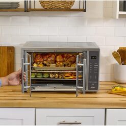 Oster Air Fryer Oven, 10-in-1 Countertop Toaster, Large Enough for 2 Pizzas, Stainless Steel French Doors, XL Sized
