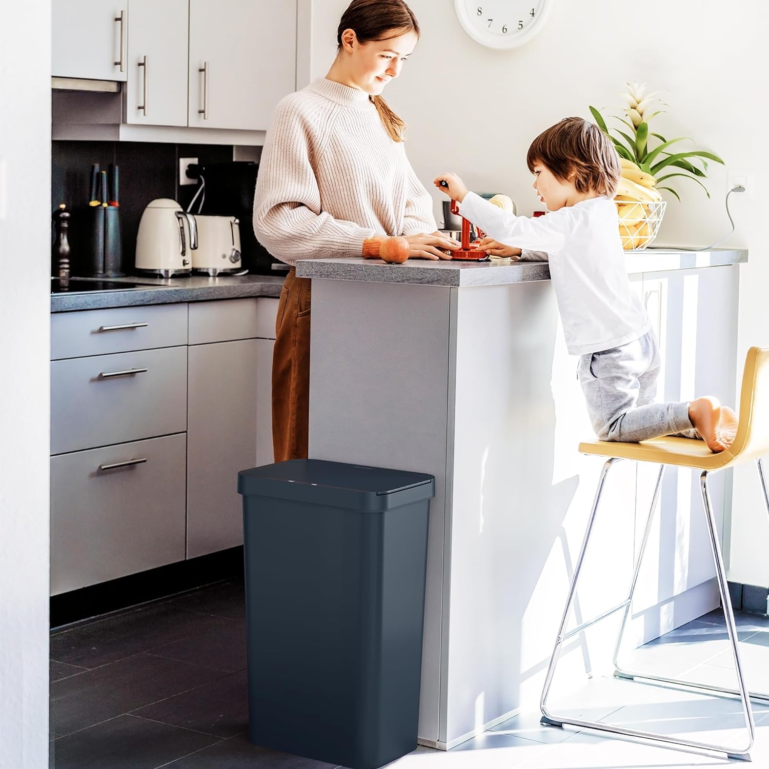 iTouchless Prime 13.2 Gallon Sensor Trash Can, Durable Dent-Proof Construction, Slim and Space-Efficient Automatic Bin Black Color