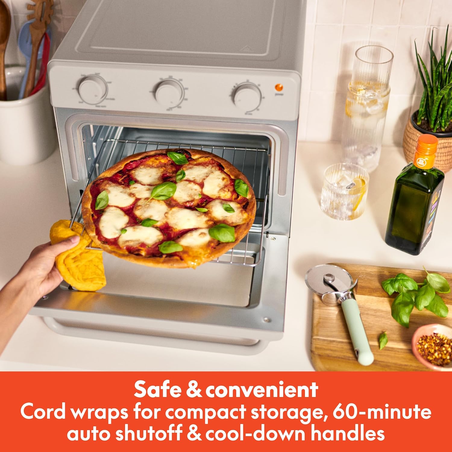 bella Air Fry Toaster Oven, 7 Preset Cooking Options, Dishwasher-Safe EverGood Coated Trays Included, 1700 Watt, Oatmilk