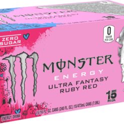 Monster Energy Ultra Fantasy Ruby Red, Sugar Free Energy Drink, 16 Ounce (Pack of 15)
