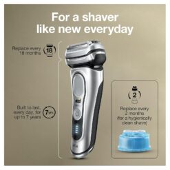 Braun Electric Razor for Men, Waterproof Foil Shaver, Series 9 Pro 9477cc, Wet & Dry Shave, with Portable Charging Case, Silver