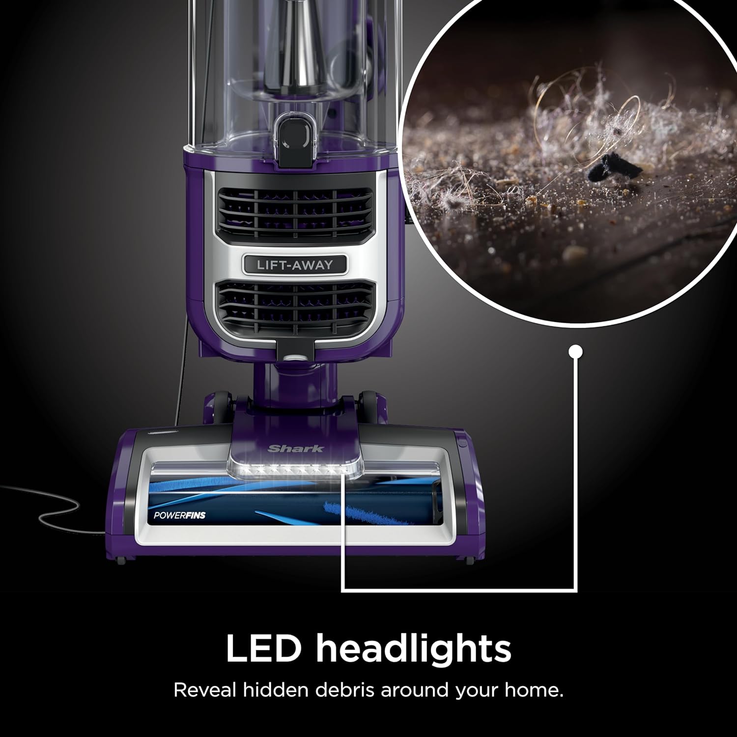 Shark ZD201 Lift-Away Upright Vacuum with Powerfins, Self-Cleaning Brushroll, Anti-Allergen Complete Seal Technology, Eggplant
