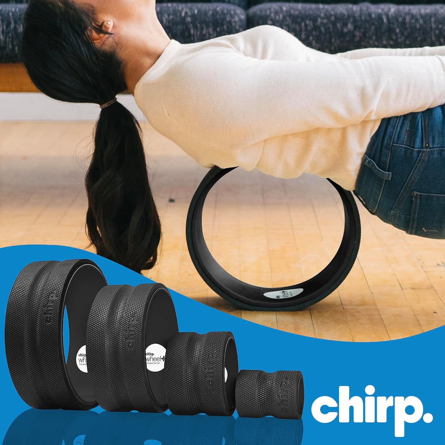 Chirp Wheel Foam Roller - Targeted Back Foam Roller for Neck & Back Pain Relief, Deep Tissue Muscle Massage