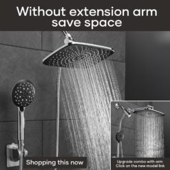 Veken 11.8 Inch High Pressure Rain Shower Head -Shower Heads with 5 Modes Handheld Spray Combo - Chrome