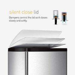simplehuman 38 Liter, 10 Gallon Rectangular Kitchen Step Trash Can, Brushed Stainless Steel