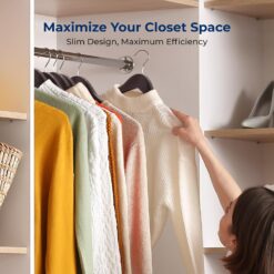SereneLife 50-Pack Wooden Coat Hangers – Durable Suit Hangers with 360° Swivel Hook & Notches (Brown)