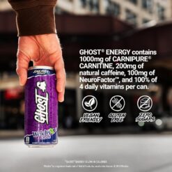 GHOST Energy Drink - 12-Pack, Welch's Grape, 16oz Cans - Energy & Focus & No Artificial Colors