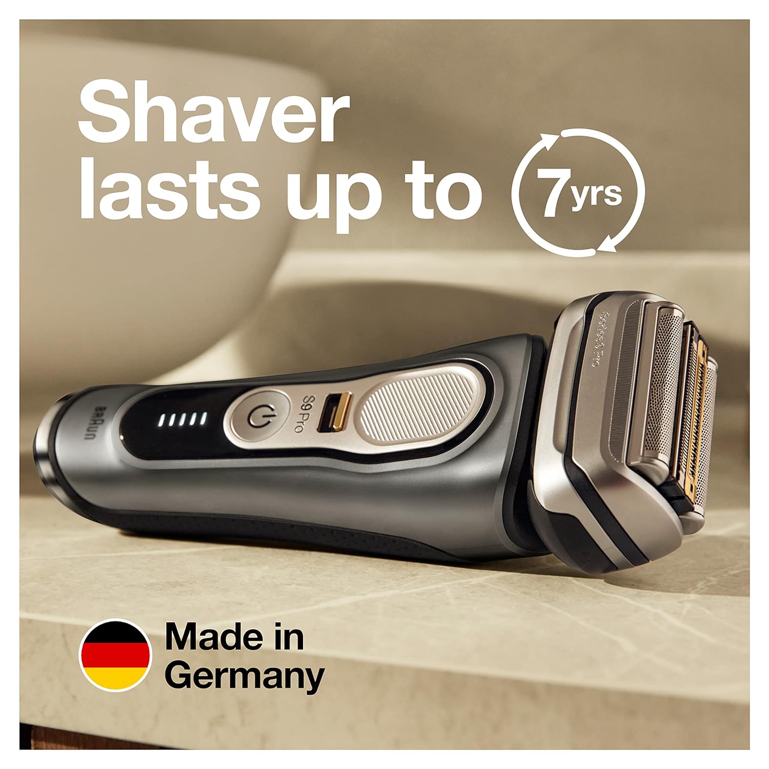 Braun Electric Razor for Men, Series 9 Pro 9465cc Wet & Dry Electric Foil Shaver with ProLift Beard Trimmer, Noble Metal
