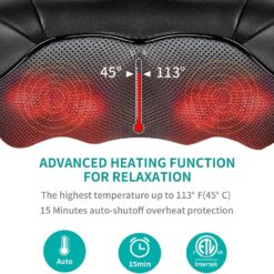 Shiatsu Neck and Back Massager with Soothing Heat, Nekteck Electric Deep Tissue 3D Kneading Massage Pillow