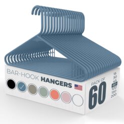 Neaties Strong Plastic Clothes Hangers Bulk, Laundry Clothes Hanger, Coat Hangers Plastic (60pk Blue)