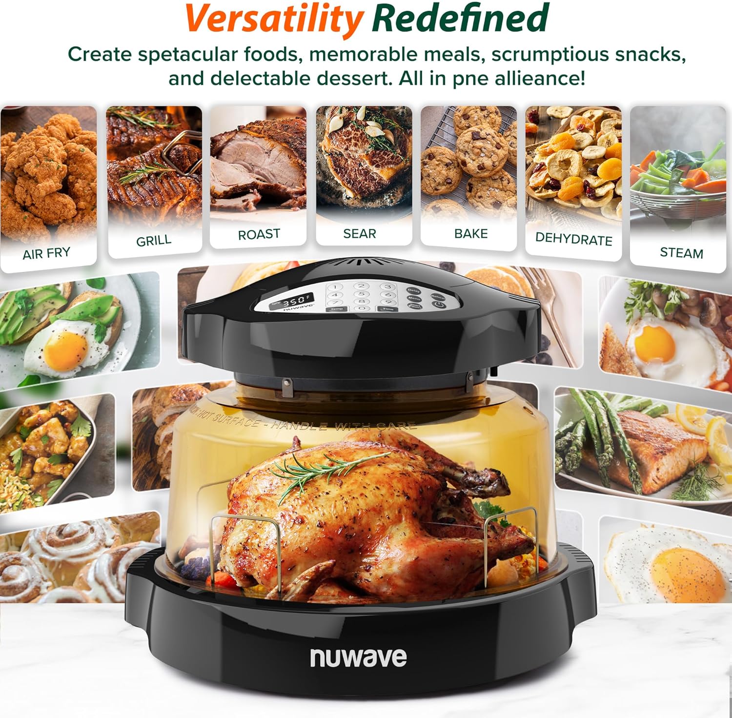 Nuwave Pro Plus 2 Infra-Red Oven, Countertop, Convection, Cook Fresh or Frozen, Tough Power Dome, Black