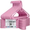 NEATERIZE Ultra Heavy Duty Plastic Clothes Hangers - Pink - Durable Coat, Suit and Clothes Hanger. Perchas De Ropa (24 Pack - Pink)
