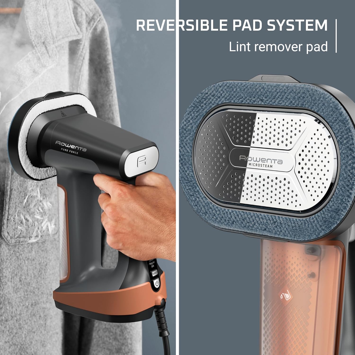 Rowenta Iron Steamer for Clothes, 3in1 Hand Held Steamers, Clothing Steamer, Ironing, 7.1 Oz Tank, 1875 Watts, Black & Copper