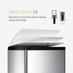 simplehuman 30 Liter, 7.9 Gallon Rectangular Step Trash Can, Brushed Stainless Steel