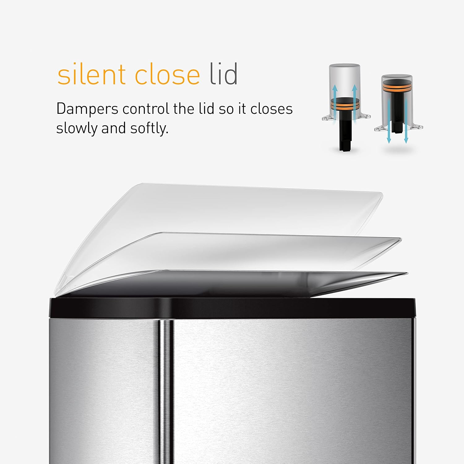 simplehuman 30 Liter, 7.9 Gallon Rectangular Step Trash Can, Brushed Stainless Steel